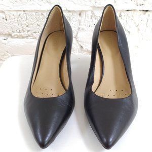 Geox Black Pointed Toe Leather Heels